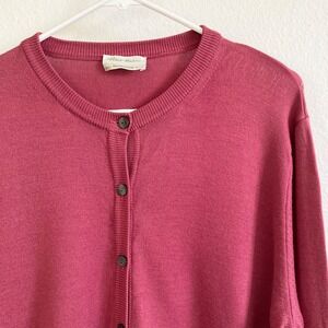 Peter Hahn Tasmanian Wool Knit Button Cardigan Sweater Pink GB UK Size 20 READ
